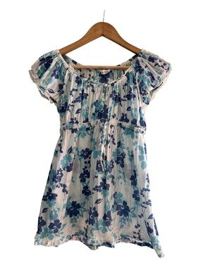 Aeropostale White Floral Babydoll Top Small Y2K Boho